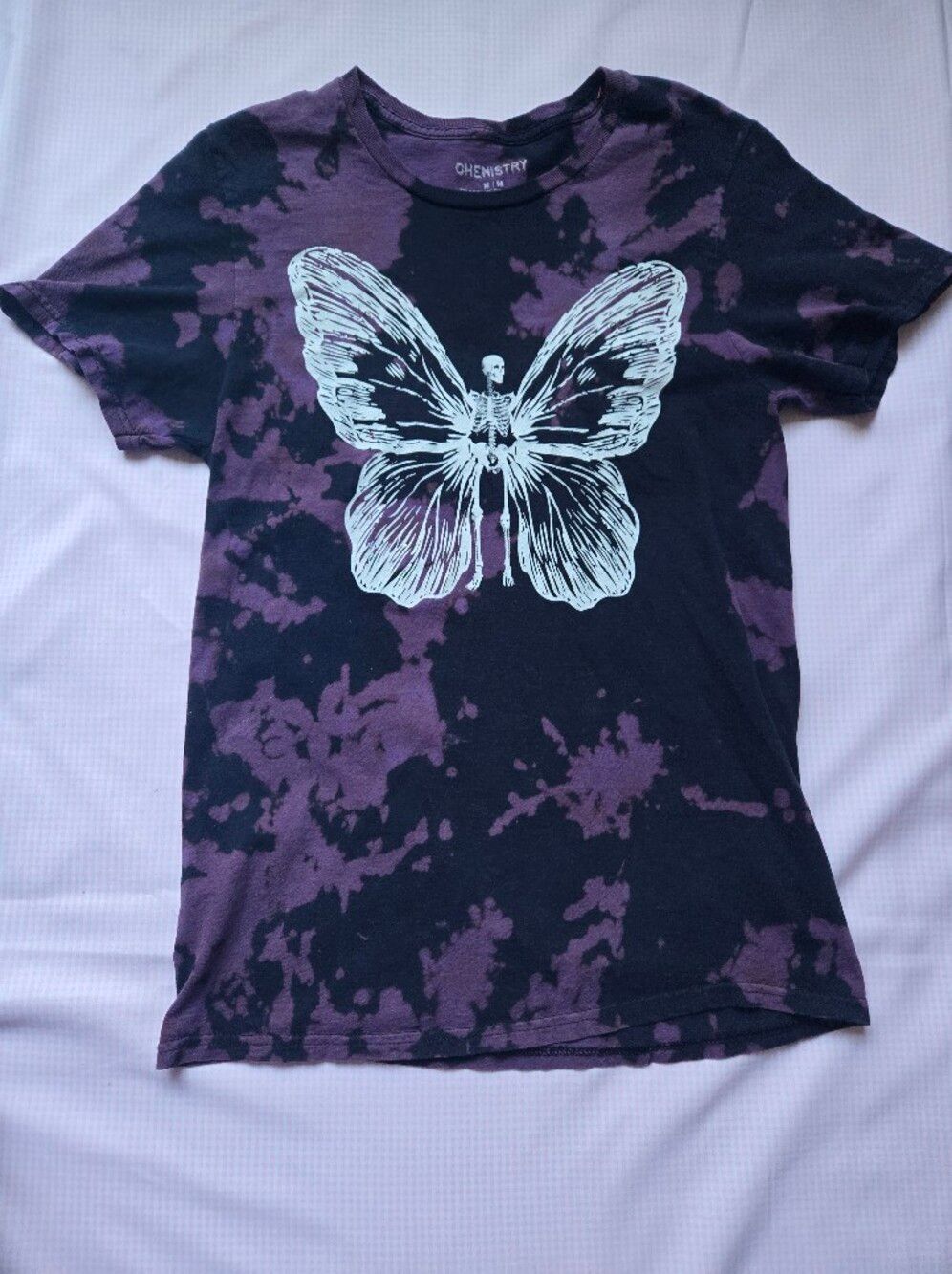 Chemistry Skeleton Butterfly Tie Dye Graphic T-Shirt Size M
